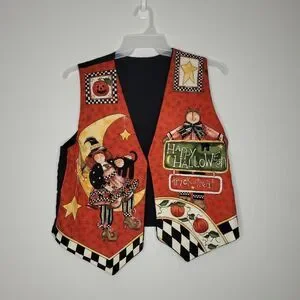 Homemade cute Halloween cute witch pumpkin open front vest one size